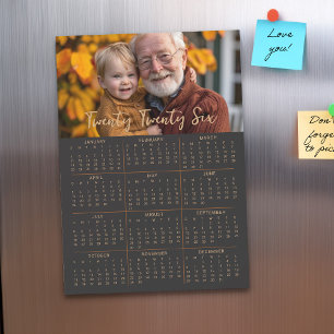 2026 Magnetischer Fotokalender Volljahr Schwarze K Magneteinladung