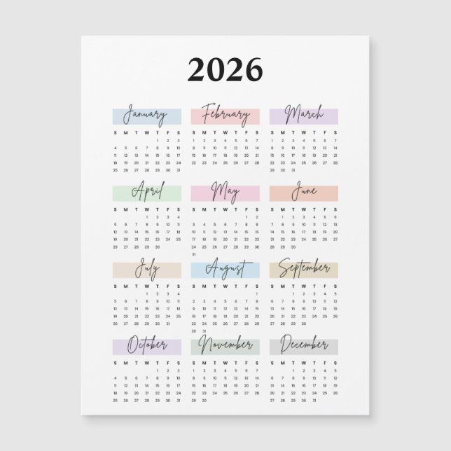 2026 Magnetkalender  Magnetkarte (Vorderseite)