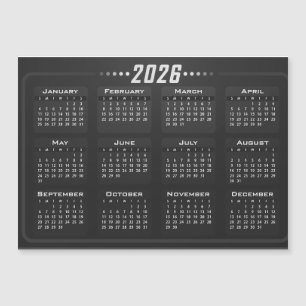 2026 Magnetkalender Schwarz und Weiß  Magnetkarte