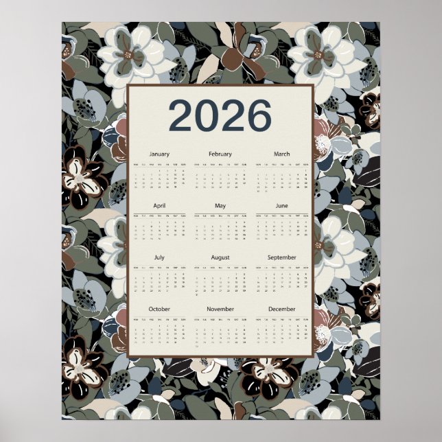 2026 Magnolia Floral Calendar Poster (Vorne)
