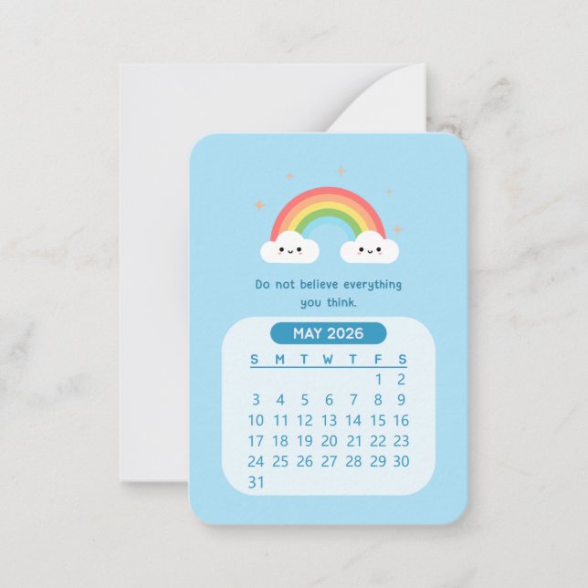 2026. Mai Monatlicher Niedlicher Kawaii Motivieren Mitteilungskarte (Vorderseite)