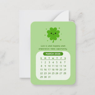 2026 März Monatlicher Kawaii Motivationskalender Mitteilungskarte