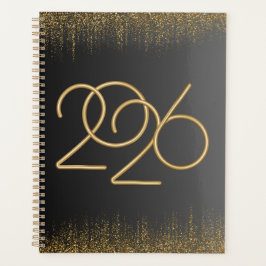 2026 Minimal Black & Gold Planner Cover  Planer