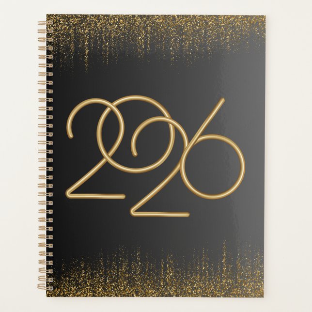 2026 Minimal Black & Gold Planner Cover  Planer (Vorderseite)