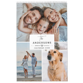2026 Modern Elegant Custom Family Photo Collage Kalender
