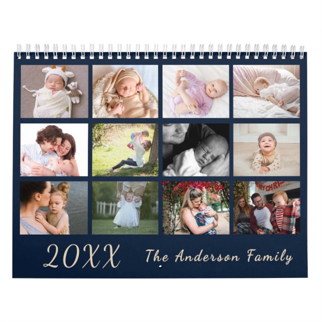 2026 Modern Family Photo Calendar – black & gold Kalender (Titelbild)