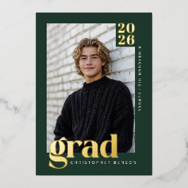2026 Modern Grün 4 Foto-Abschluss Gold Folieneinladung