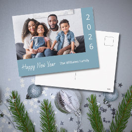 2026 Modern Happy New Year Family Photo Feiertagspostkarte