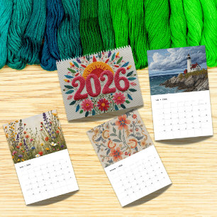 2026 Moderne Kreuzstichkunst Ästhetik Kalender