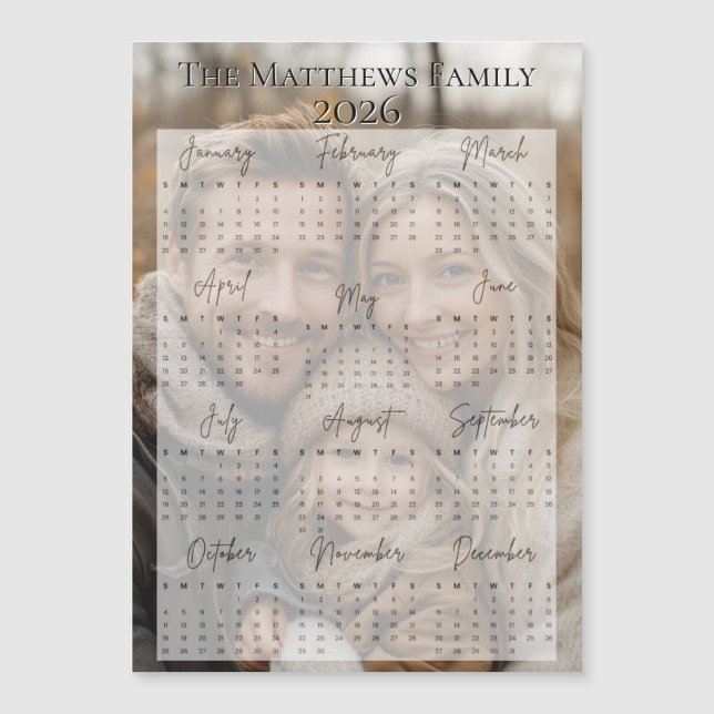 2026 Moderner Foto-Kalender für Skripte Magnetkarte (Vorderseite)