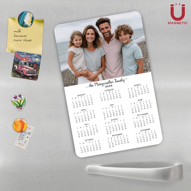 2026 Moderner Personalisierter Foto-Kalender Magnet (2026 Modern Personalized Photo Calendar Magnet)