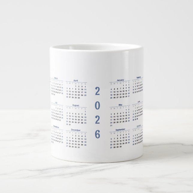 2026 Monats Kalender  Jumbo-Tasse (Vorderseite)