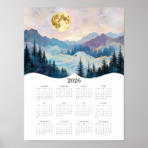 2026 Mond Fantasy Landscape Volljähriger Kalender Poster