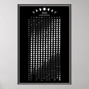 2026 Mondphasen-Lunarzyklen-Kalender Minimalist  Poster