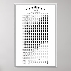 2026 Mondphasen-Lunarzyklen-Kalender Minimalist Poster