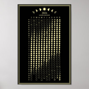 2026 Mondphasen-Lunarzyklen-Kalender Minimalist Poster