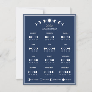2026 Mondphasenkalender Mondzyklen Minimalistisch Postkarte