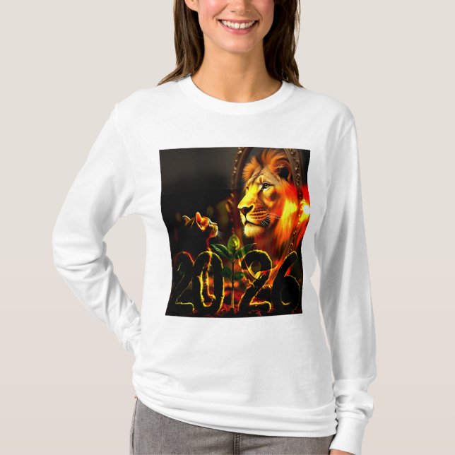 2026 Motivierend Art - Kitten Sees Lion in Mirror T-Shirt (Vorderseite)
