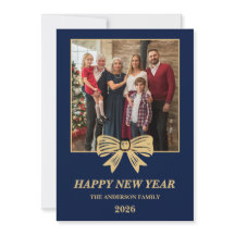 2026 Navy & Gold Bogen Familien Neujahrsfoto