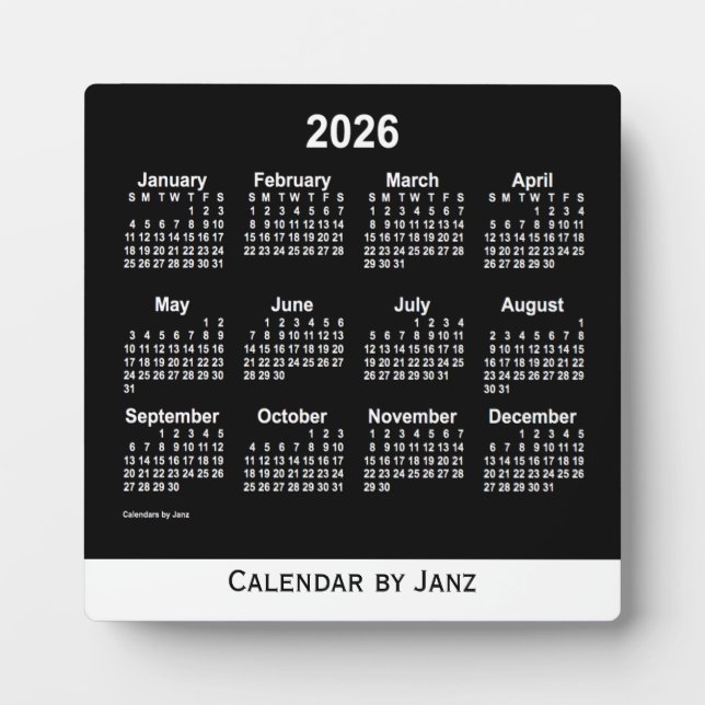 2026 Neon White Desk Kalender von Janz Fotoplatte (Vorderseite)