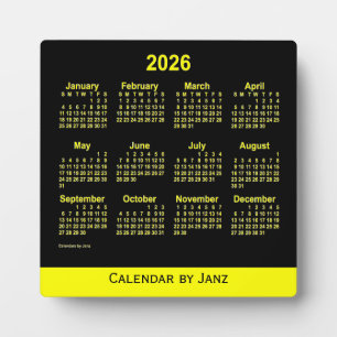 2026 Neon Yellow Desk Kalender von Janz Fotoplatte