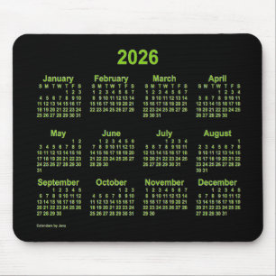 2026 Neon Yellow Green Calendar von Janz Mousepad
