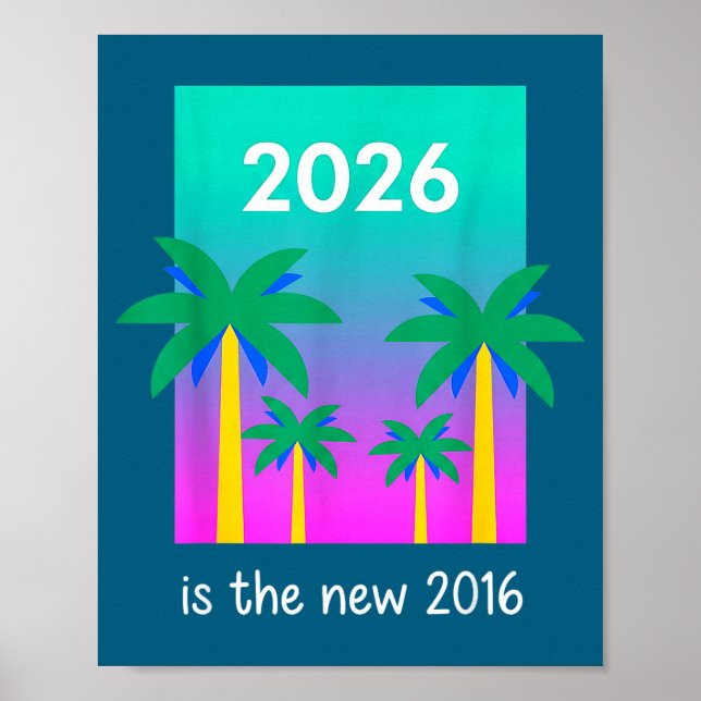 2026 Neue 2016 Vaporwave Palm Illustration Poster (Vorne)