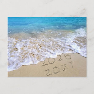 2026 Neues Jahr tropischer Strand Feiertagspostkarte