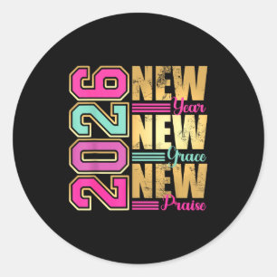 2026 Neujahr Neue Gnade Neues Lob Retro Nge Desig Runder Aufkleber