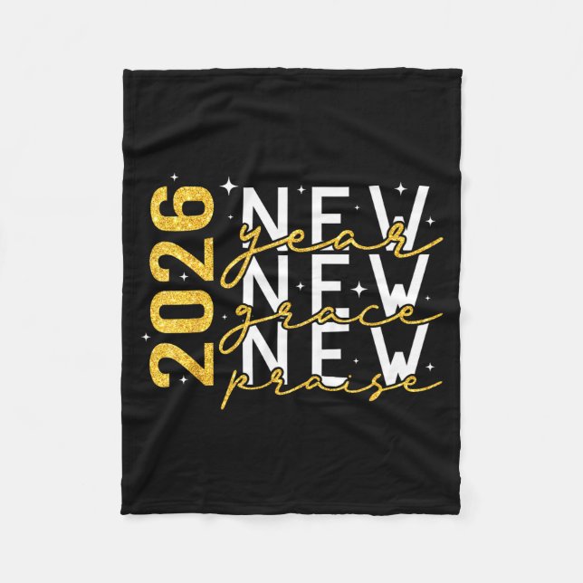 2026 Neujahr Neue Gnade Neues Lob Silvester  Fleecedecke (Vorderseite)