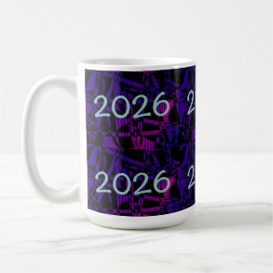 2026 Neujahr Neujahrs lila lustige Zahl Kaffeetasse
