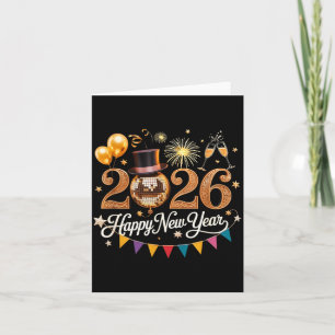 2026 Neujahrsfeier Diskokugel Gold Festlichkeit Karte