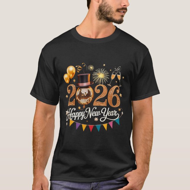 2026 New Year Celebration Disco Ball Gold Festivit T-Shirt (Vorderseite)
