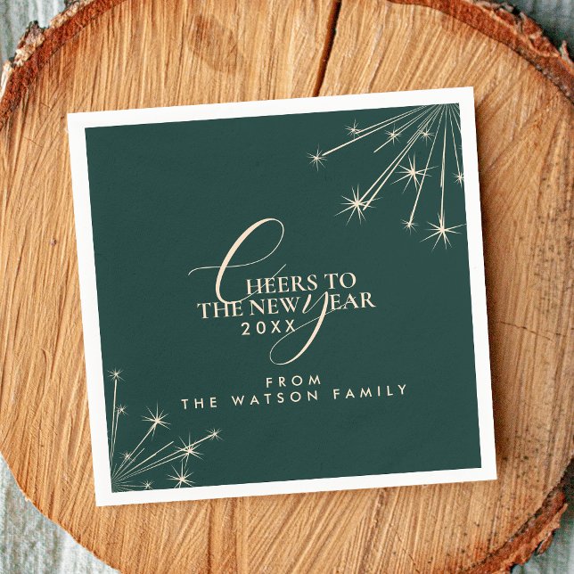 2026 New Year Classy Modern Typography Green Serviette (Von Creator hochgeladen)