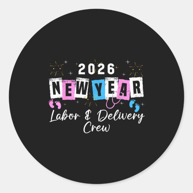 2026 New Year Labor And Delivery Nurse Fireworks E Runder Aufkleber (Vorderseite)