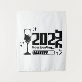 2026 New Year Loading Celebration Typography Wandteppich
