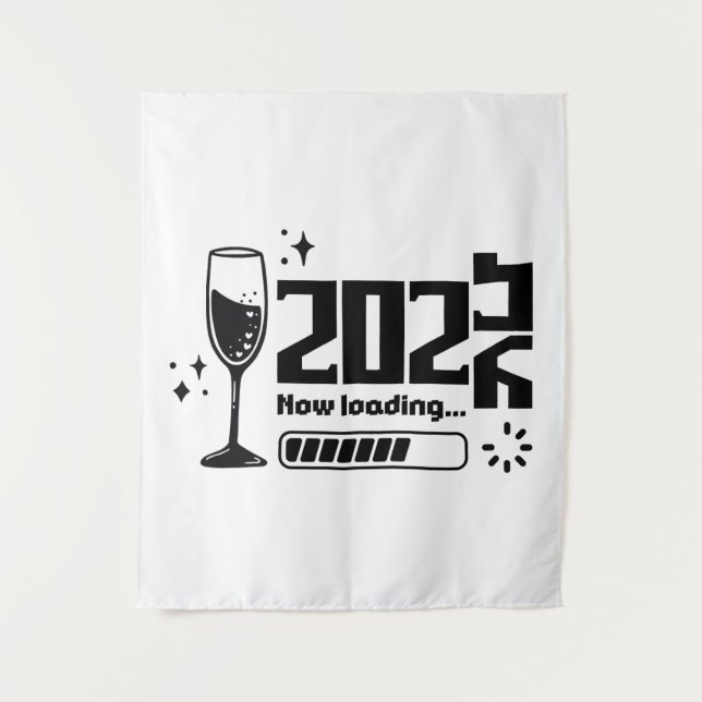 2026 New Year Loading Celebration Typography Wandteppich (Vorderseite)