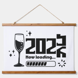 2026 New Year Loading Celebration Typography Wandteppich Mit Holzrahmen