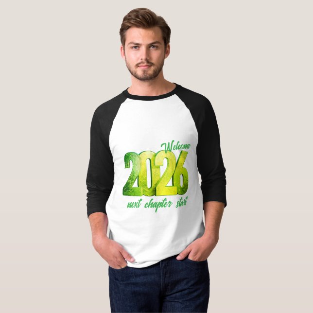 2026 NEW YEAR MENS 3/4 SLEEVE RAGLAN T-Shirt (Vorne ganz)