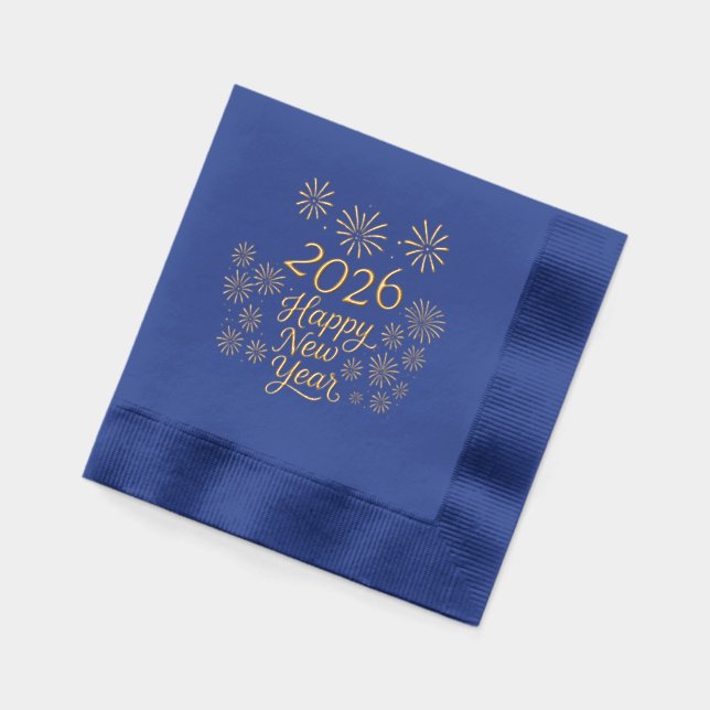 2026 New Year’s Eve Calligraphy & fireworks Servietten Mit Folie (Links)