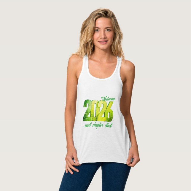 2026 NEW YEAR WOMENS BELLA+CANVAS FLOWY RACERBACK  TANK TOP (Vorderseite Vollansicht)