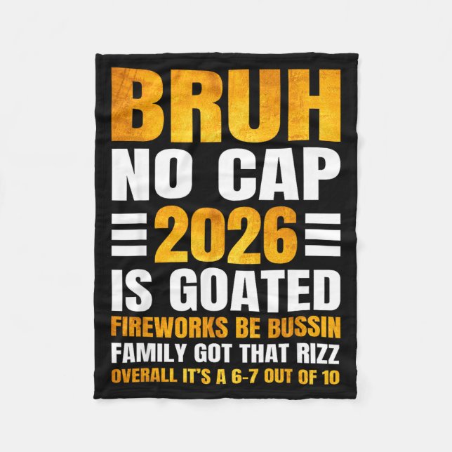 2026 New Year's Bruh No Cap Countdown Bussin Funny Fleecedecke (Vorderseite)