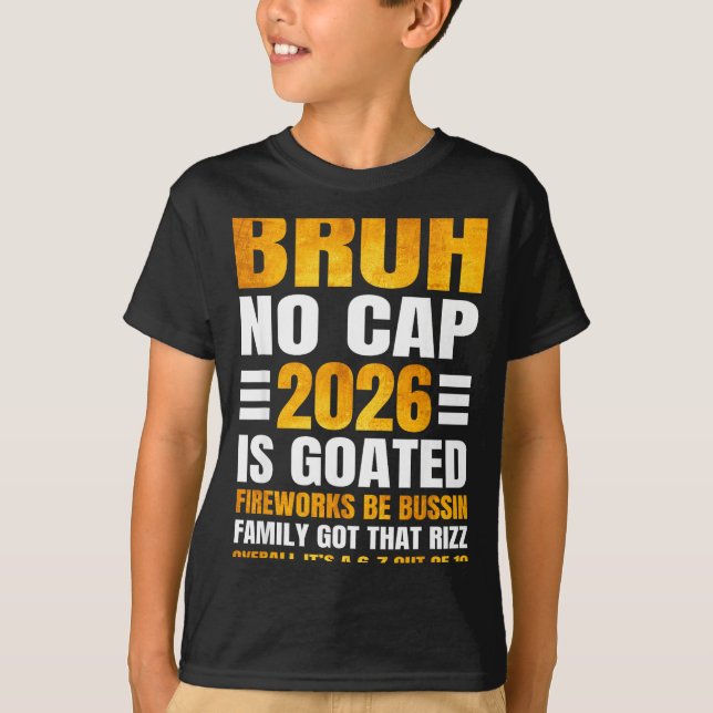 2026 New Year's Bruh No Cap Countdown Bussin Funny T-Shirt (Vorderseite)