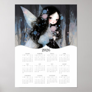 2026 Niedlich Fairy Fantasy Art Full Year Calendar Poster