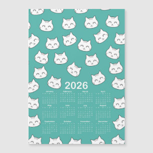 2026 niedliche Katzengesichter im Kalender Magnetkarte