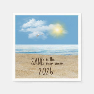 2026 Oceanstrand mit Möwe Serviette