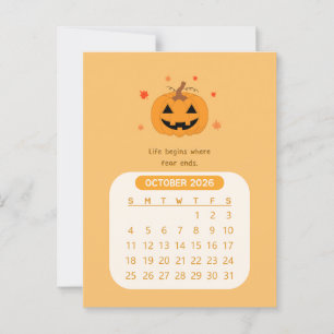 2026 Oktober Monatlicher Kawaii Motivationskalende Postkarte