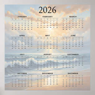 2026 Ozean-inspirierter Jahreskalender Poster