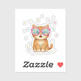 2026 Party Glasses Cat Smiling Feline New Year Aufkleber