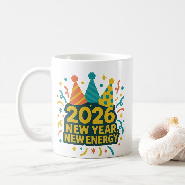 2026 Party Hat Fun Kaffeetasse (Mit Donut)